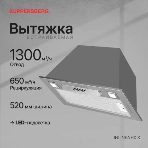 Вытяжка встраиваемая Kuppersberg Ibox 60 X нержавеющая сталь, изображение 4