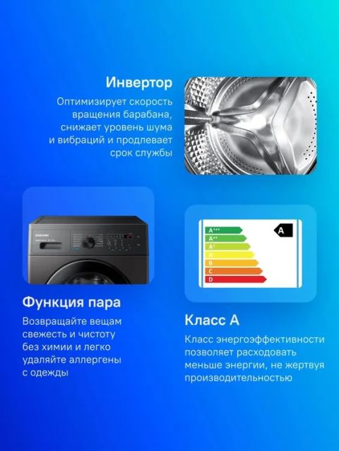 Стиральная машина Samsung WW65AG4S20CXLP темно-серый, изображение 3
