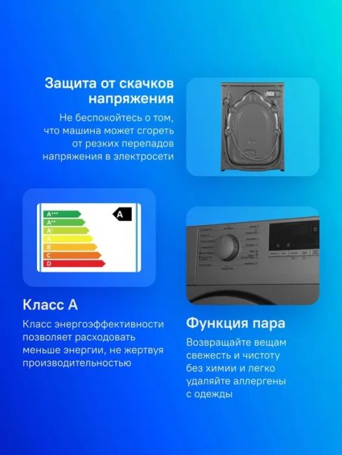 Стиральная машина Beko WSRE6512ZSS серебристый, изображение 3